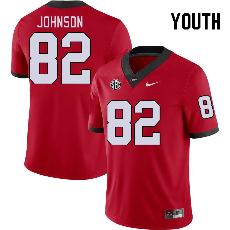 Youth #82 Logan Johnson Georgia Bulldogs College Football Jerseys Stitched-Red - Click Image to Close